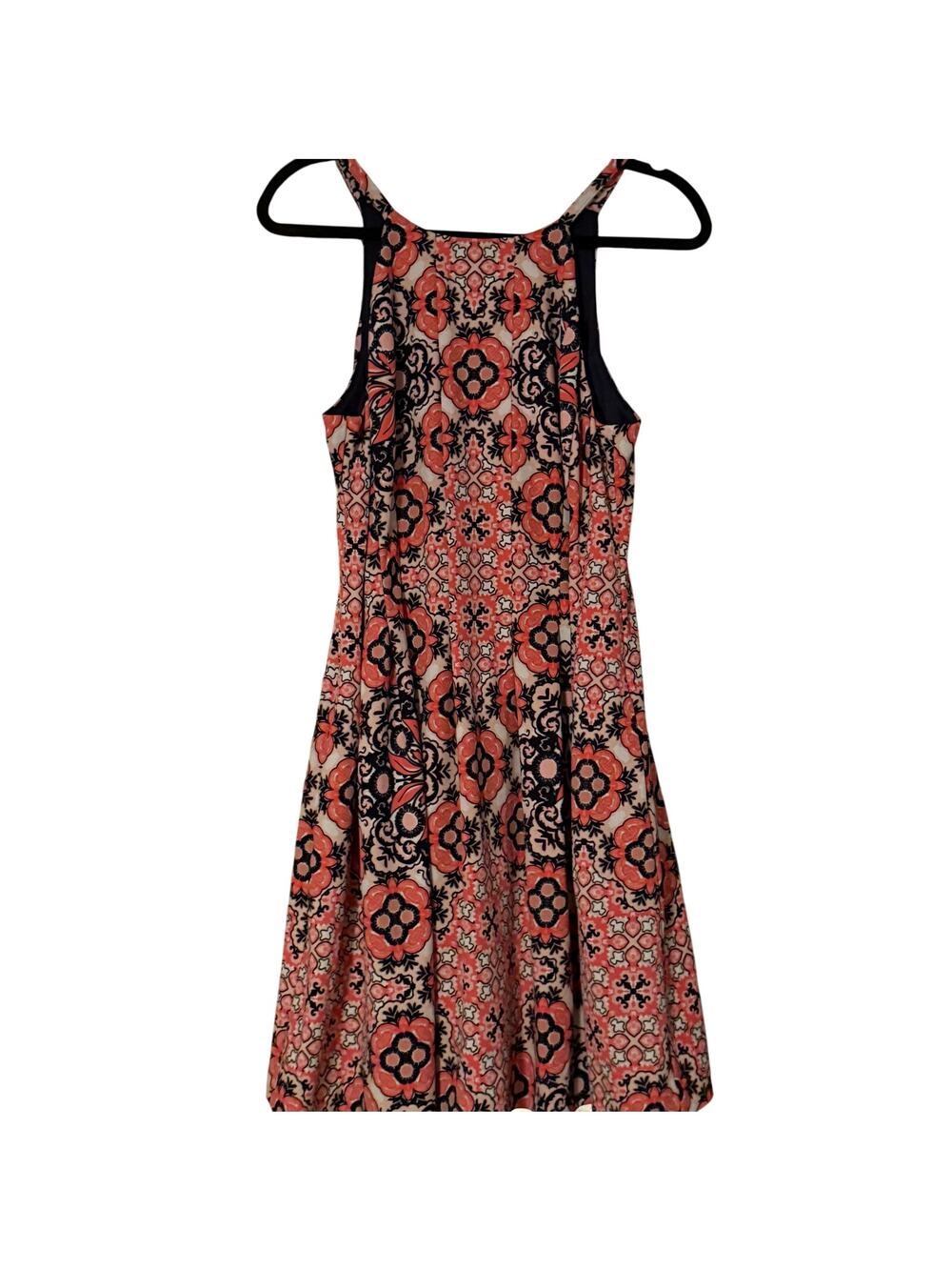 Vince Camuto Women’s Size 14 Floral Fit & Flare Sleeveless Dress Coral Navy